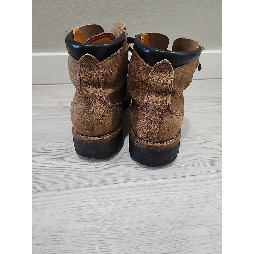Vintage‎ Herman USA Mountaineering Boots Vibram Lug Sole Men's 9.5 Brown Suede